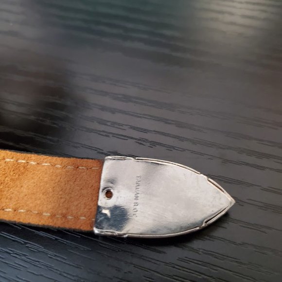 Vtg Gray Lizard Grain Cowhide Leather Ranger Western Belt Silver Sz 34 USA NWOT - Picture 9 of 11